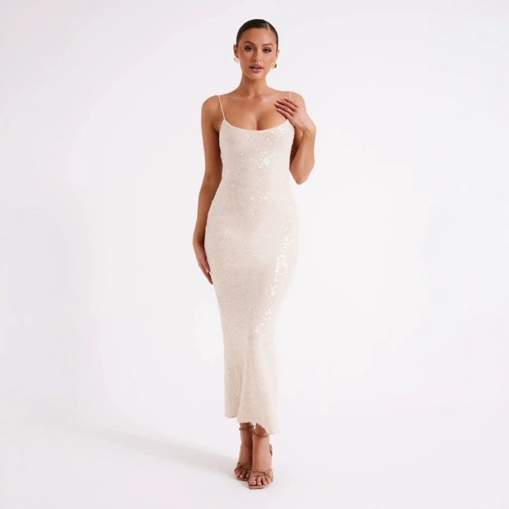 Elegant Cream Sequin Dress